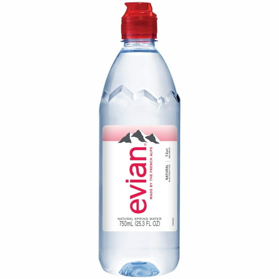 Evian's Spring Water - Spring Water Natural Sport Cap - Case of 12-25.4 Fluid Ounces