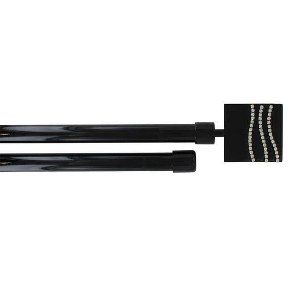 Evideco Adjustable 3/4" Double Window Curtain Rod 50" to 82" White - 50" to 82" L x 3/4" D Black