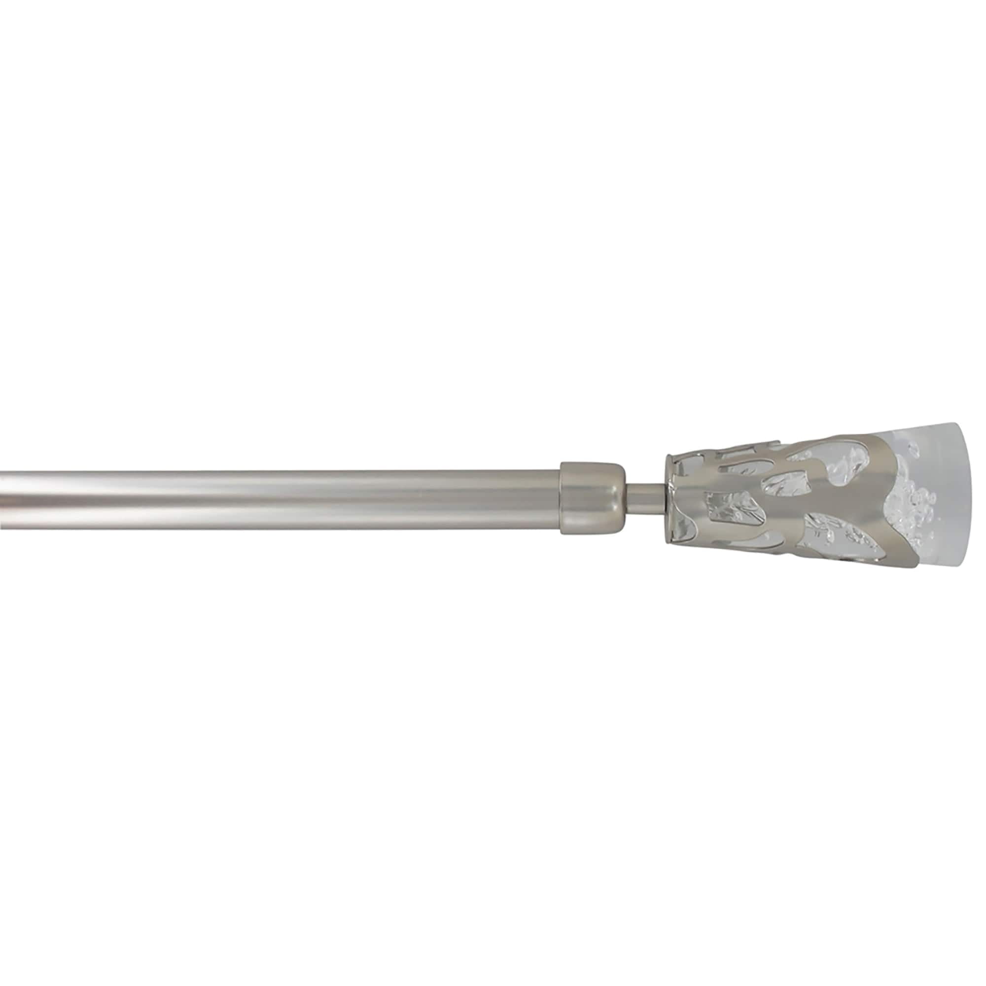 Luxury Silver Adjustable Single Curtain Rod with Crystal Finials