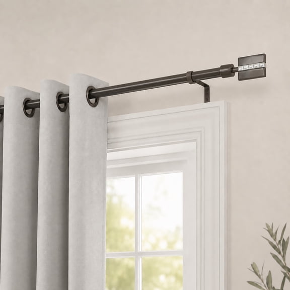 Evideco Adjustable 5/8" Single Window Curtain Rod 50" to 82" Graphite - 50" to 82" L x 5/8" D Graphite