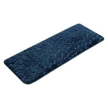 Evideco Memory Foam Runner Bath Mat Pebble Design 48x18 Navy Blue
