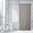 thumbnail image 1 of Evideco Extra Long Shower Curtain Polyester Hook Less Cubic 79"L x 71"W Taupe, 1 of 5