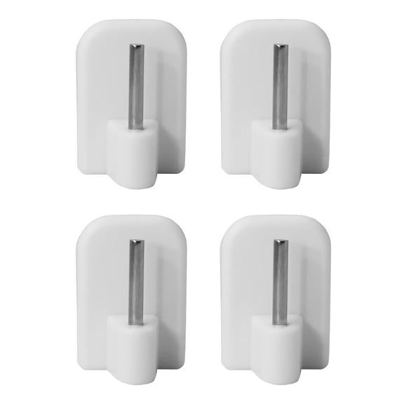 Evideco Self Adhesive Hooks Sash Rod Kitchen Curtains Set of 4 White White Finish