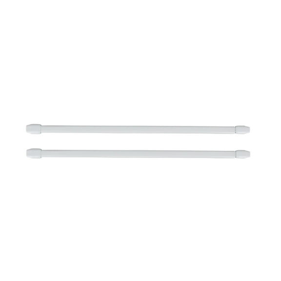 Evideco Small Flat Cafe Curtain Rod Set of 2 Adjustable White 12"-16"