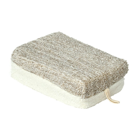 Cream/Taupe Big Exfoliating Bath Sponge - Natural Ramie & Bamboo