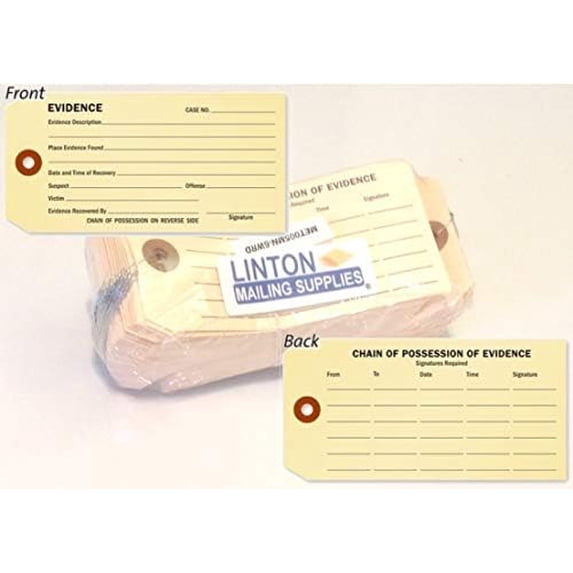 Evidence and Chain of Possession Identification Tag (Double Sided), 5. ...
