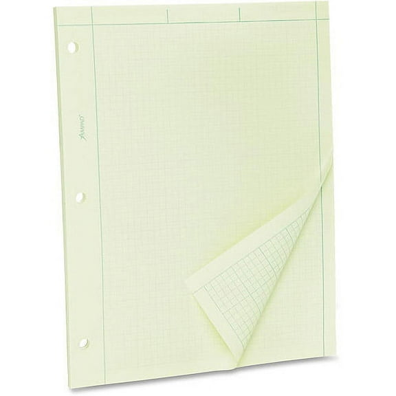 Evidence Engineer's Computation Pad, Cross-Section Quadrille Rule (5 Sq/in, 1 Sq/in), 100 Green-Tint 8.5 X 11 Sheets | Bundle of 5 Each