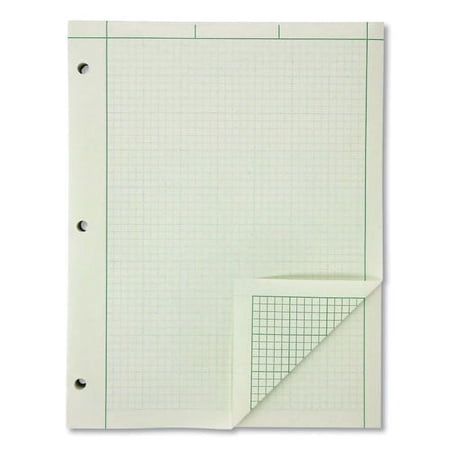 Evidence Engineer's Computation Pad, Cross-Section Quadrille Rule (5 Sq/in, 1 Sq/in), 200 Green-Tint 8.5 X 11 Sheets | Bundle of 10 Each