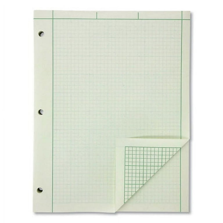 Engineering Computation Pads, Cross-Section Quadrille Rule (5 sq/in, 1 sq/in), Green Cover, 100 Green-Tint 8.5 x 11 Sheets