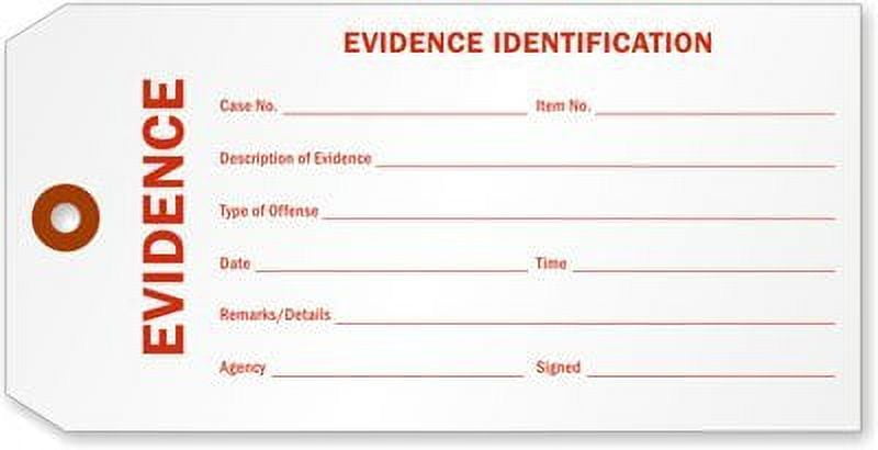 Evidence Identification Tag, 25 Tags/Pack, 6.25