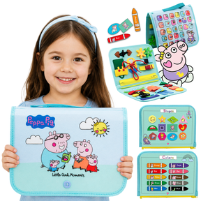 Evie Pig Toddler Busy Board - Montessori toys for 1 2 3 4 Year Old, Educational Activity Sensory Board for Preschool Learning Fine Motor Skills, Gift Toys for Boys Girls, Airplane Car Travel Toy