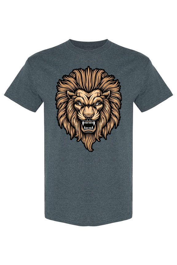 Evil Angry Lion Face T-Shirt Men -Image by Shutterstock, Male Small