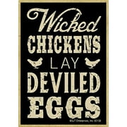 Evil Chicken Laying Eggs tin Signs Vintage Wall Decoration bar Cafe Kitchen Garage Home Funny Art Decoration Farm Chicken Metal Sign 8x12 inch