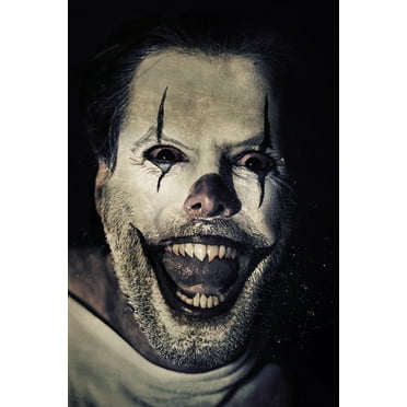 Evil Clown Crazy Horror Photo Photograph Spooky Scary Halloween Decoration Cool Wall Art Print Poster 12x18