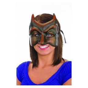 Evil Dark Red Devil Horns Paper Mache Halloween Mardi Gras Mask