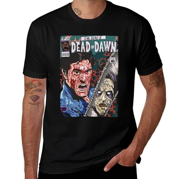 Evil Dead 2 Dead By Dawn Mens T Shirts Cotton Short Sleeve T-Shirt Crew Neck Tees Casual Shirt