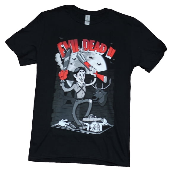 Evil Dead II Mens T-Shirt - Rubber Arms Cartoon Style Ash Image (Small)