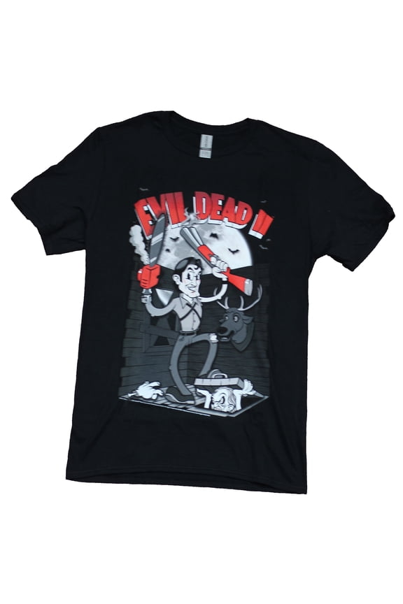 Evil Dead II Mens T-Shirt - Rubber Arms Cartoon Style Ash Image (Small)