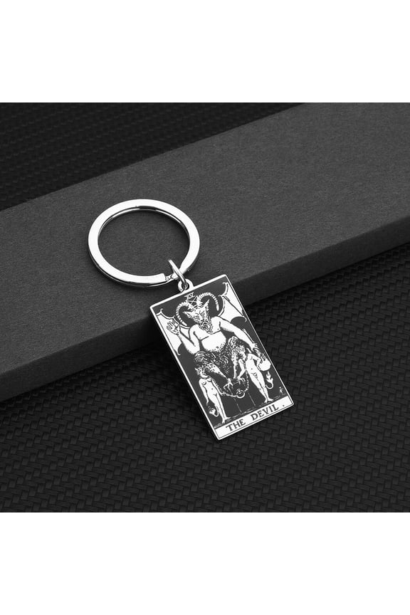 Evil Devil Mysterious Pendant Keyrings Stainless Steel Ornament Jewelry Gothic Keychain for Women Men Vintage Key Chain