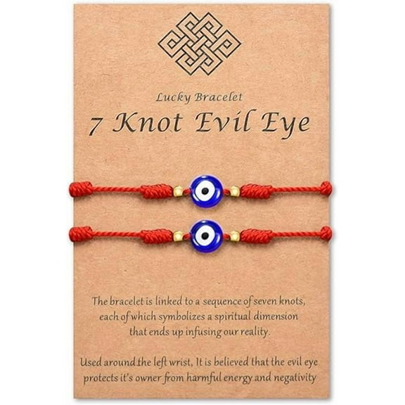 Evil Eye 7 Knot Lucky Bracelets Adjustable Red String Amulet for Women Men