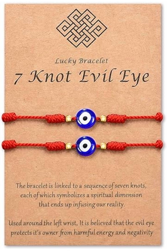 Evil Eye 7 Knot Lucky Bracelets Adjustable Red String Amulet for Women Men