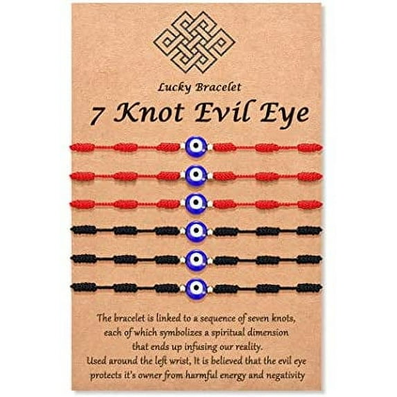Evil Eye 7 Knot Lucky Bracelets Adjustable Red String Amulet