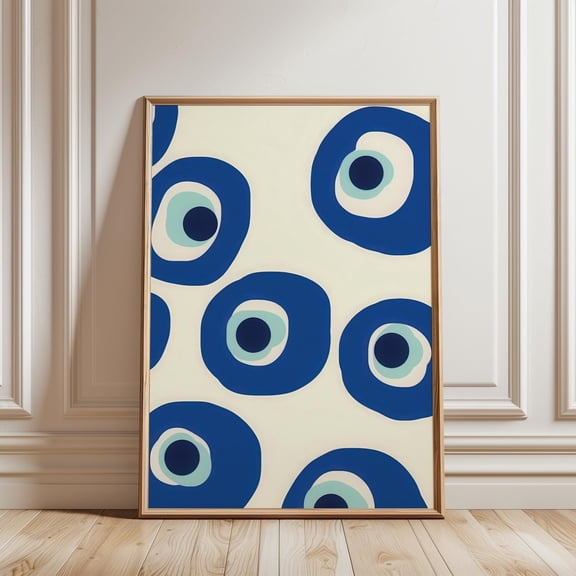 Evil Eye Abstract Pattern Poster, Turkish Nazar Wall Art, Blue Greek Eye Decor, Poster Only