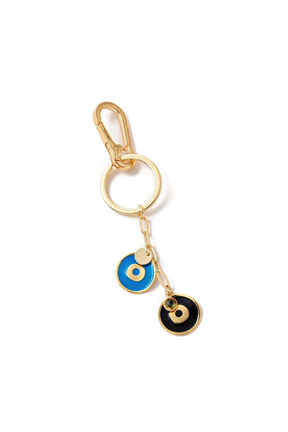 Evil Eye Bag Charm Gold Lucky Amulet Keychain Enamel Turkish Nazar Protection Pendant for Purse Backpack Car Key Accessory