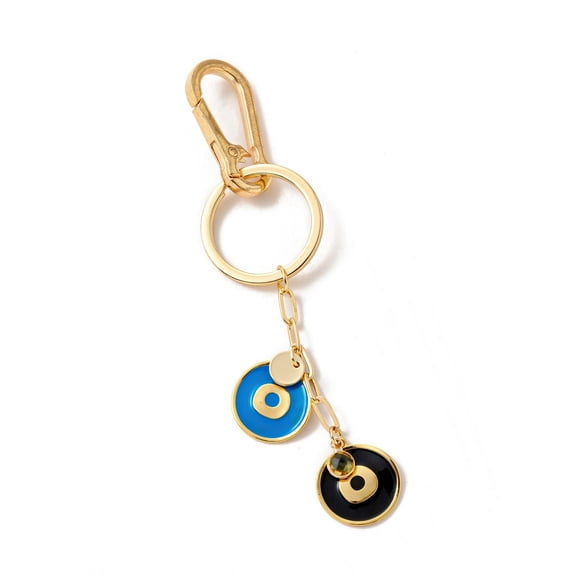 Evil Eye Bag Charm Gold Lucky Amulet Keychain Enamel Turkish Nazar Protection Pendant for Purse Backpack Car Key Accessory