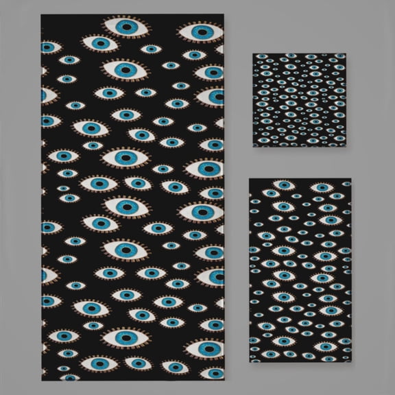 Evil Eye Bath Towel Sets For Bathroom Hand Towels Fingertip Towels 3 Piece Soft Absorbent For Bathroom Kitchen Hotel Beach
