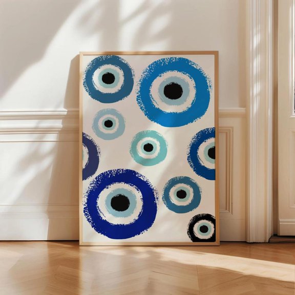 Evil Eye Blue Pattern Minimal Symbol Wall Decor Unframed Paper Print