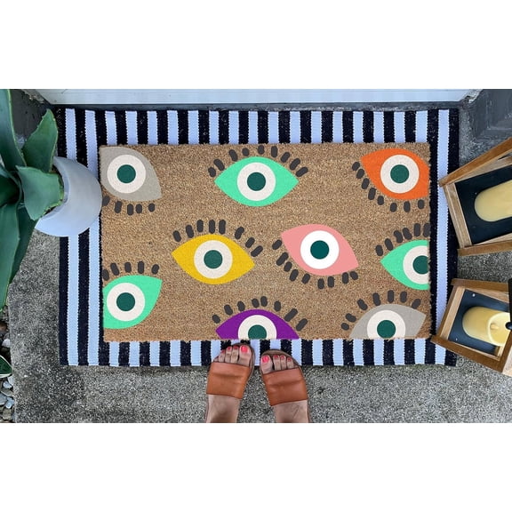 Evil Eye Boho Personalized Doormat Front Entrance Door Mat for Waterproof Floor Mat for Home Garage Entrance Balcony Bathroom Area 16x24 Inche