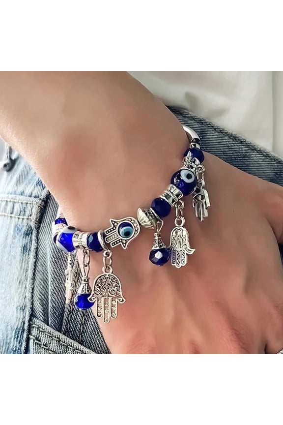 Evil Eye Bracelet Female Rose Shell Crystal String Beads
