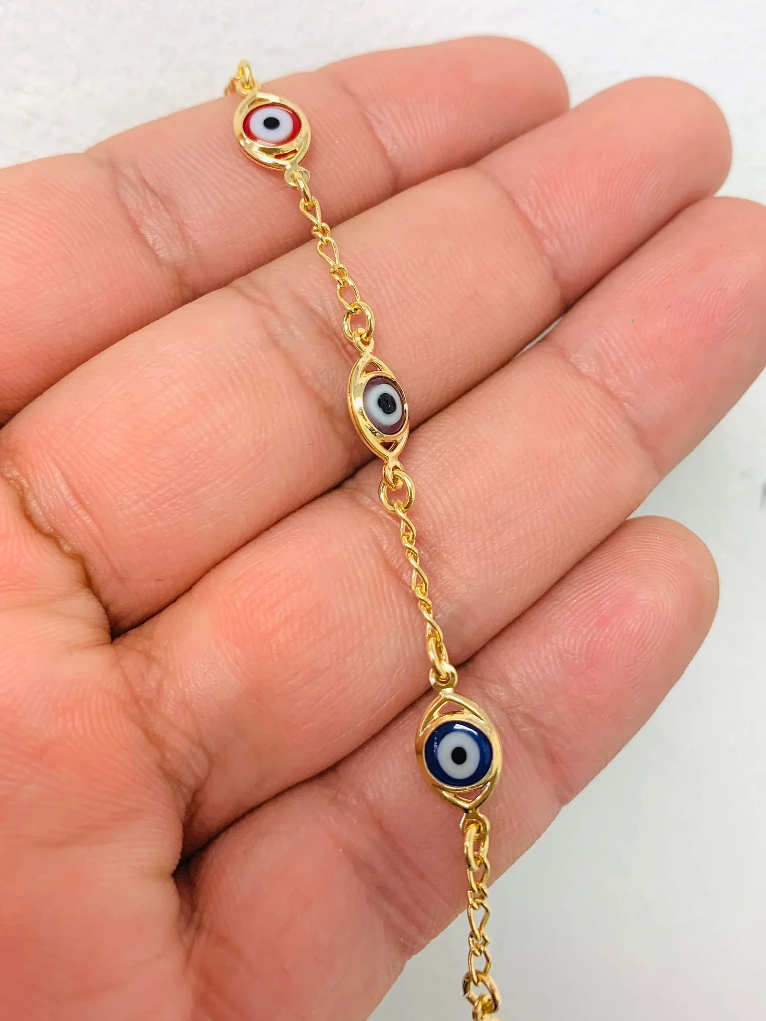 Evil Eye Bracelet 14K Rose Gold / 7 - 7.5 (Adjustable) by Baby Gold - Shop Custom Gold Jewelry