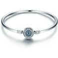 thumbnail image 1 of Evil Eye Bracelet Sterling Silver Clasp Charm Bangle Bracelet for Bead Charms with Sapphire Gemstones Evil Eye Clip Lock Stopper(17/19cm/ 21cm), 1 of 5