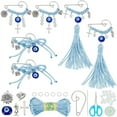 thumbnail image 1 of Evil Eye Brooch Pins 6PCS Pin Brooch Making Kit Turkish Blue Eyes Safety Pins for Clothes Good Luck Decorative Brooch Pins for Clothing Evil Eye Charms for Jewelry Making Bag Decor, 1 of 7