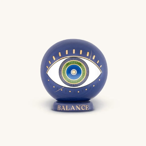 Evil Eye Chakra Statue Ceramic Home Decor Purple Activated Bliss Decorative Desk Ornament Gift for Balance Harmony