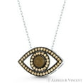 thumbnail image 1 of Evil Eye Charm Faux Citrine CZ Crystal Pendant & Chain Necklace in .925 Sterling Silver w/ Rhodium, 1 of 1