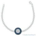 thumbnail image 1 of Evil Eye Circle Luck Charm Cubic Zirconia Pave & Bezel Link Bracelet in .925 Sterling Silver, 1 of 1
