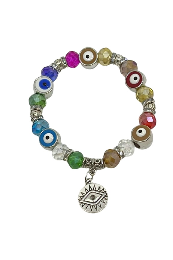 Evil Eye Colorful Bead Bracelet: 1CT