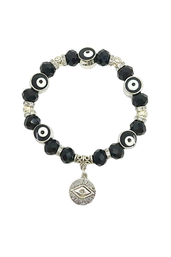 Evil Eye Colorful Bead Bracelet: 1CT