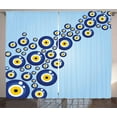 thumbnail image 1 of Ambesonne Evil Eye Curtains 2 Panel Set, Diagonal Vivid Pattern, 108" x 90", Blue Pale Blue Yellow, 1 of 2