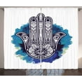 thumbnail image 1 of Ambesonne Evil Eye Curtains 2 Panel Set, Hamsa Brushstrokes, 108" x 84", Pale Blue Dark Blue, 1 of 2