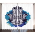 thumbnail image 1 of Ambesonne Evil Eye Curtains 2 Panel Set, Hamsa Brushstrokes, 108" x 90", Pale Blue Dark Blue, 1 of 2