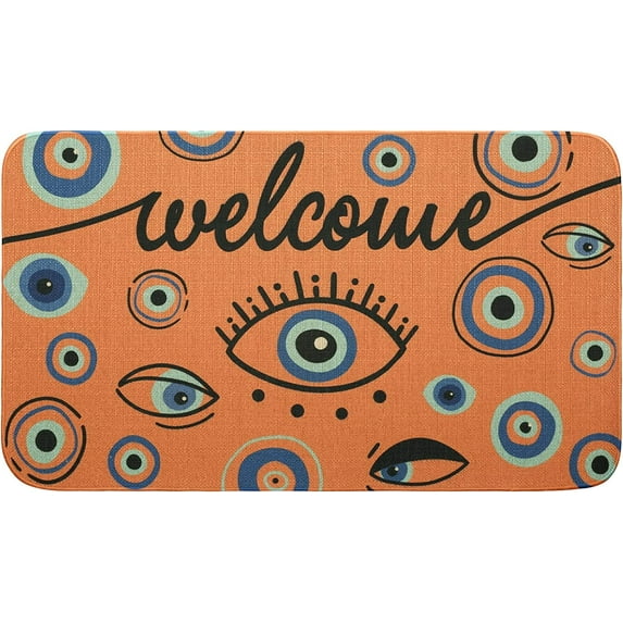 Evil Eye Doormat Funny Welcome Home Mat,Outdoor Mats for Front Door,Indoor Door mats for entryway,30"x17",Burlap Durable Floor Mat Non Slip Rug Ultra Absorb Mud Easy Clean Front Doormat