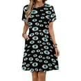 thumbnail image 1 of Evil Eye Dress Fashion Beach Short Sleeve Dresses Female Party Printed Sundress, 1 of 7