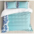 thumbnail image 1 of Evil Eye Duvet Cover Set, Protective Vertical Border Abstract Faded Tones with Tiny Stars, Decorative 3 Piece Bedding Set with 2 Pillow Shams, Queen Size, Pale Blue Pale Blue, by Ambesonne, 1 of 3
