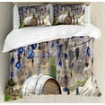 thumbnail image 1 of Evil Eye Duvet Cover Set Queen Size, Picturesque Landscape with Evil Eyes on a Tree Cappadocia Turkey Anatolian Culture, Decorative 3 Piece Bedding Set with 2 Pillow Shams, Multicolor, by Ambesonne, 1 of 3