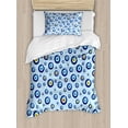 thumbnail image 1 of Evil Eye Duvet Cover Set, Traditional Protection on Dotted Backdrop Celebration Theme, Decorative 2 Piece Bedding Set with 1 Pillow Shams, Twin Size, Multicolor, by Ambesonne, 1 of 3