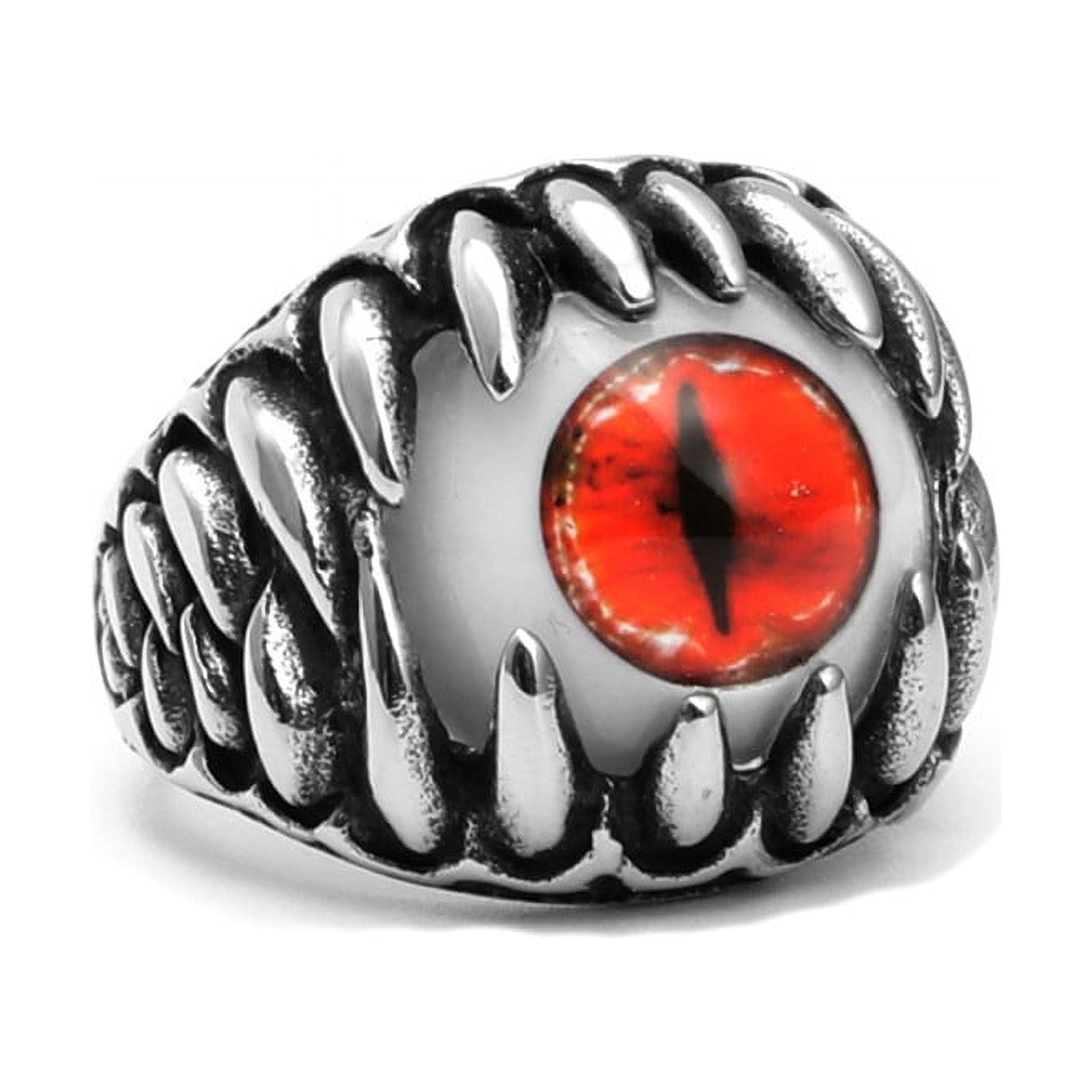 Evil Eye Eyeball Ring Stainless Steel Red Men Women Biker Ginger